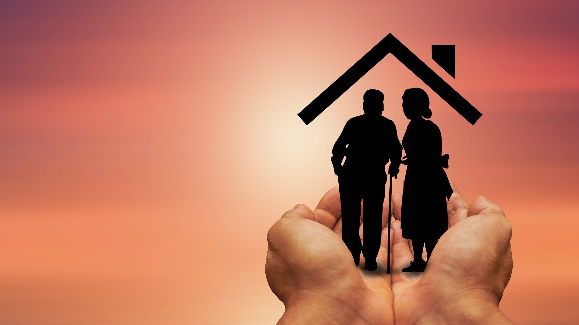two people standing on hands with a roof over their heads. Misson and Core Values